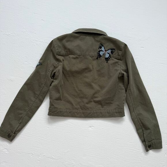 Zara Z1975 Denim Embroidered Butterfly Cropped Jacket, Size Small - Picture 5 of 6